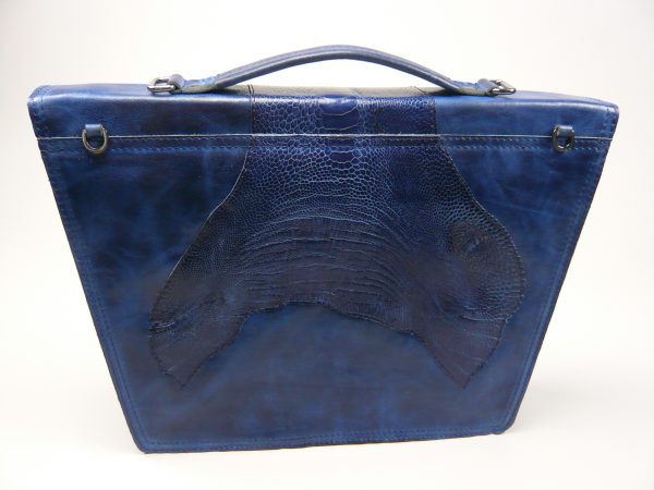 Struisvogelleer laptoptas blauw