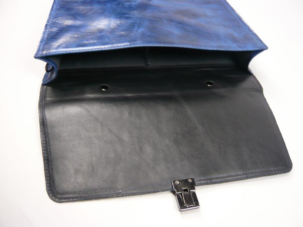 Struisvogelleer laptoptas blauw