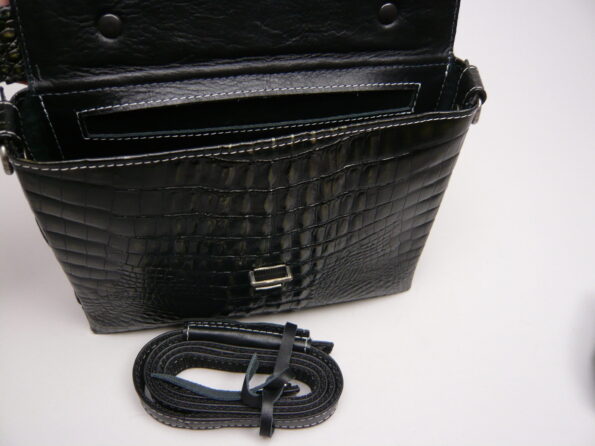 Handtas croco rundleder zwart