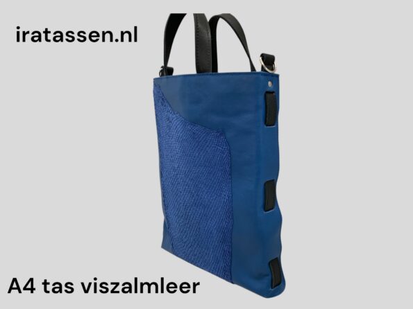 Handtas A4 viszalmleer blauw