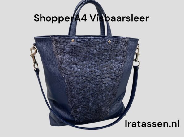 Shopper A4 visbaarsleer blauw